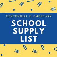 Centennial Elementary School Supply List 2023-24
